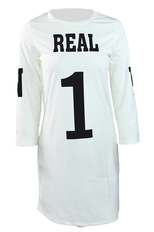 white t shirt with three quarter sleeves