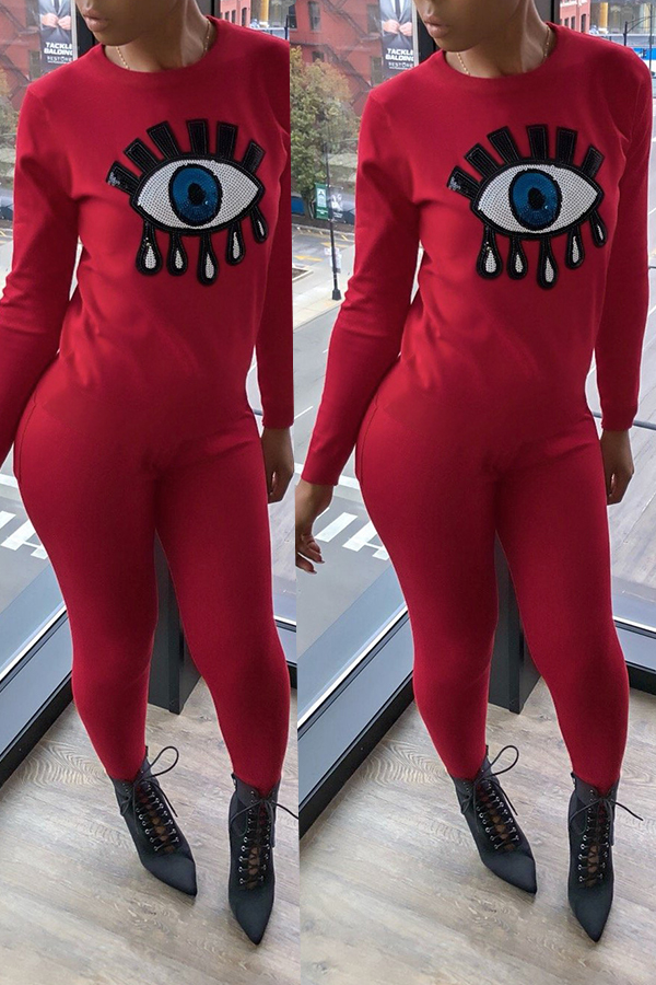 red sequin two piece