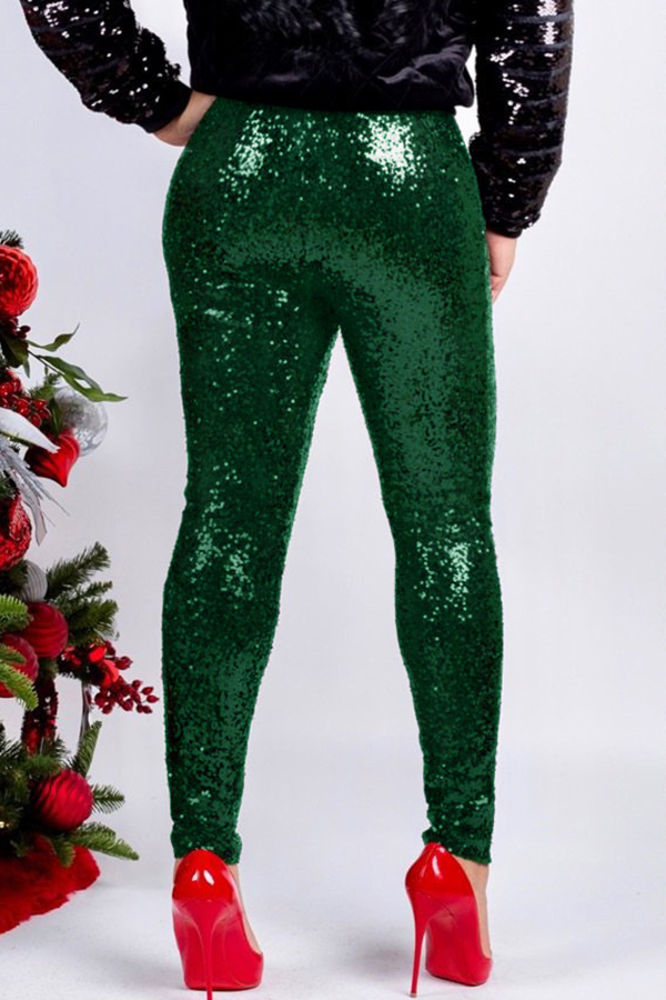 Lovely Trendy Sequined Skinny Green Cotton PantsLW | Fashion Online For ...