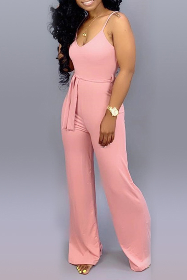 pink denim jumpsuit