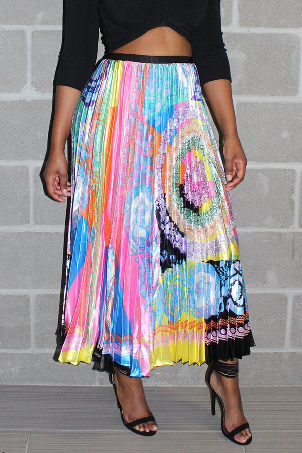 Lovely Casual Ruffle Printed Ankle Length SkirtLW Fashion Online For