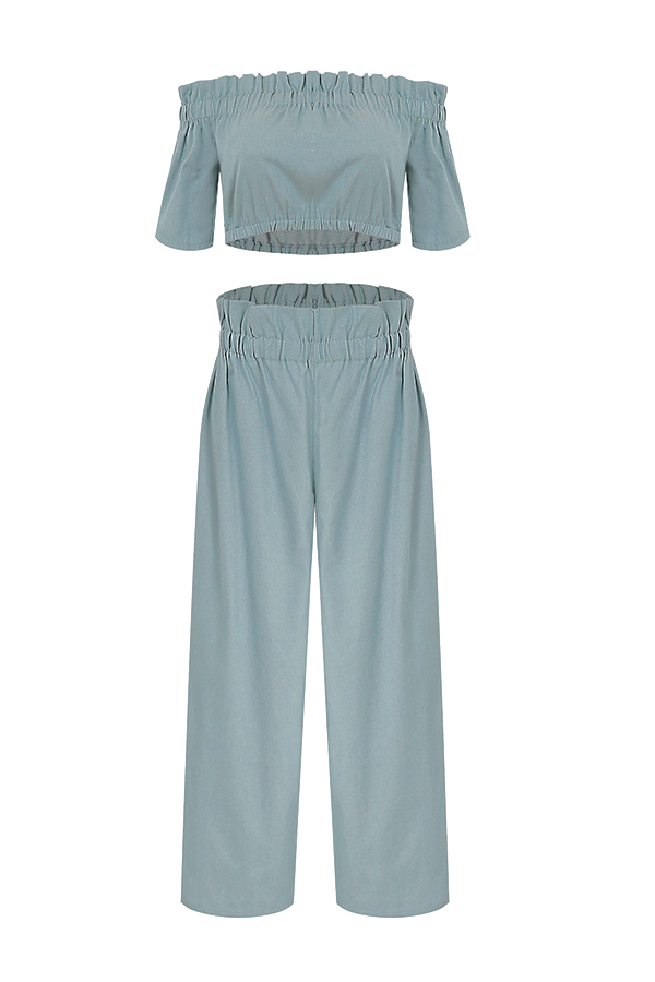 Lovely Casual Draped Design Baby Blue Two-piece Pants SetLW | Fashion ...