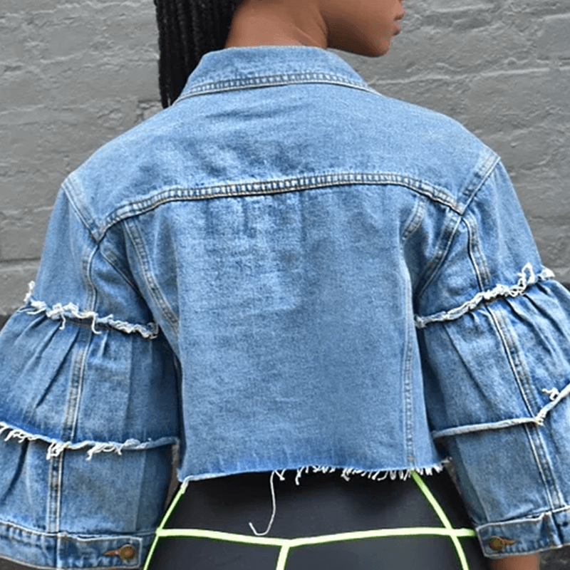 Lovely Turndown Collar Raw Edge Denim JacketLW Fashion Online For