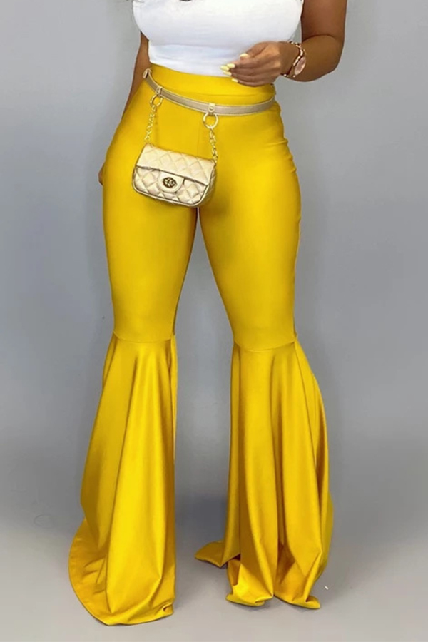 Lovely Casual Flared Yellow PantsLW | Fashion Online For Women ...