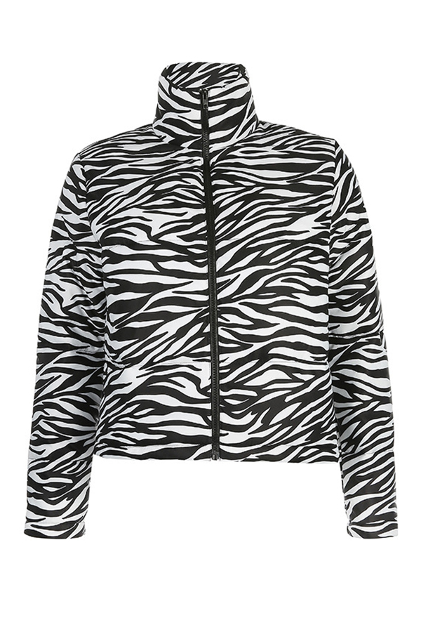 Lovely Casual Striped Black And White Winter CoatLW Fashion Online