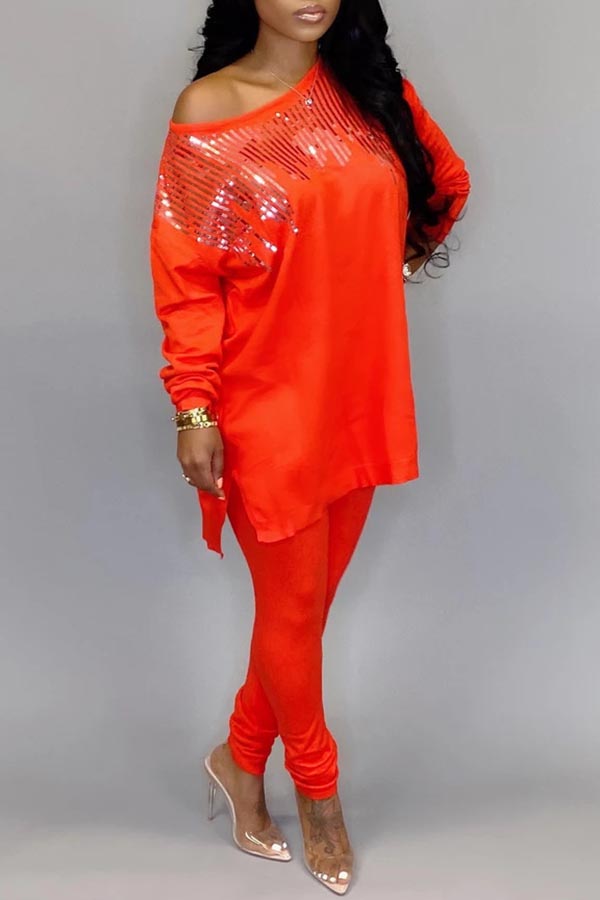 plus size red sequin pants