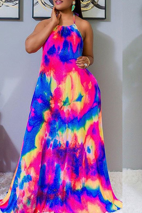 Lovely Casual Spaghetti Strap Print Multicolor Maxi DressLW | Fashion ...