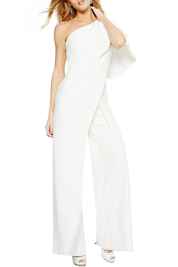 Lovely Leisure One Shoulder White One-piece JumpsuitLW | Fashion Online ...