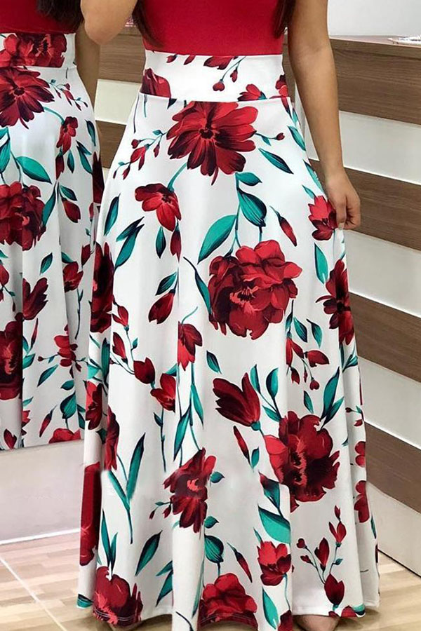 Lovely Casual Floral Print White Maxi Dress