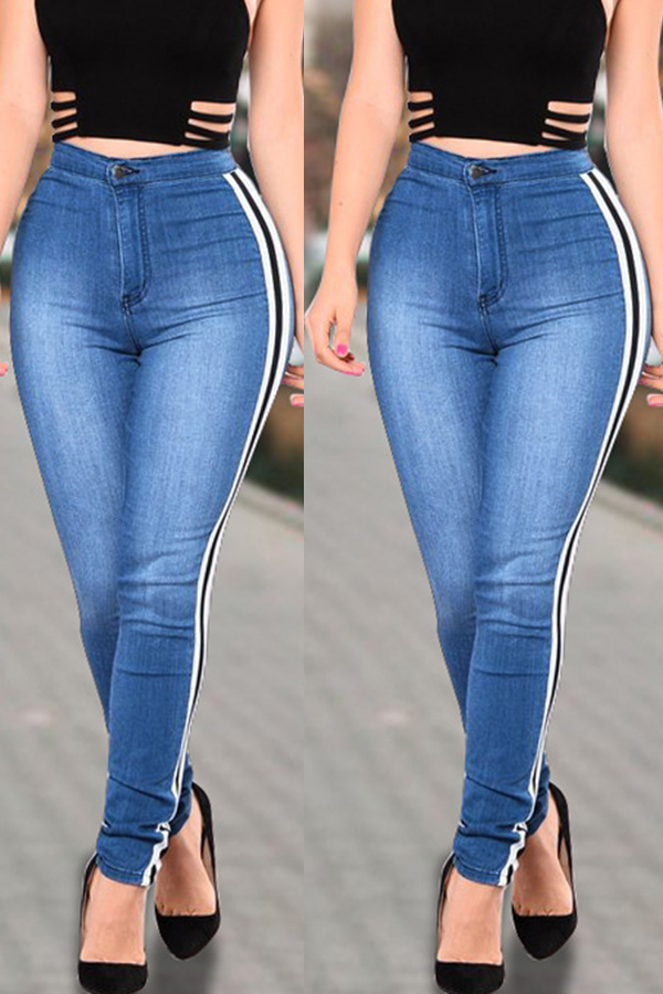 Lovely Casual Striped Blue Jeanslw Fashion Online For Women Affordable Women S Clothing