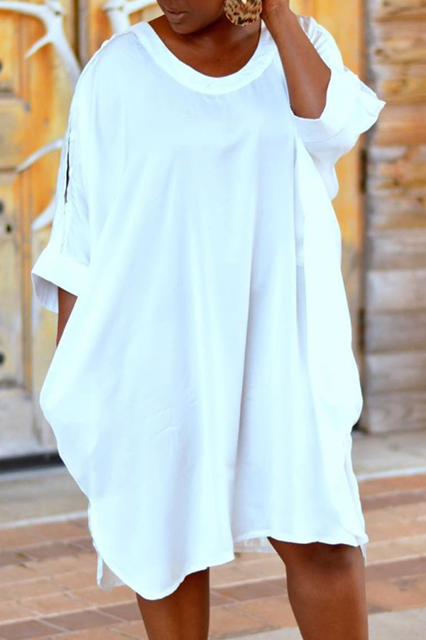 Lovely Leisure Hollow-out White Knee Length T-shirt DressLW | Fashion ...