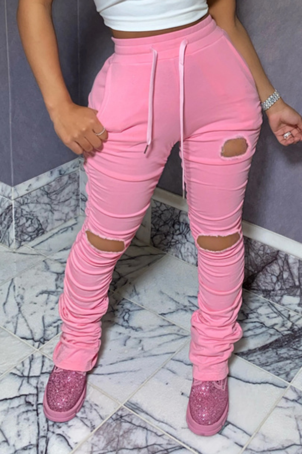 Lovely Sportswear Hollow-out Pink PantsLW | Fashion Online For Women ...