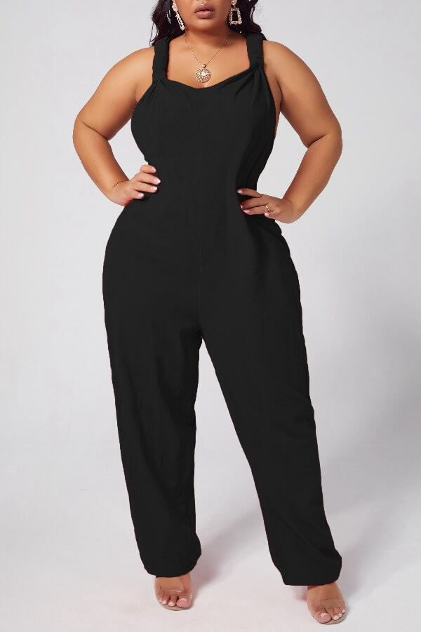 Lovely Plus Size Leisure Loose Black One-piece JumpsuitLW | Fashion ...
