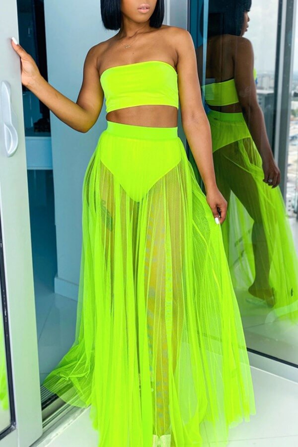 sparkly green two piece