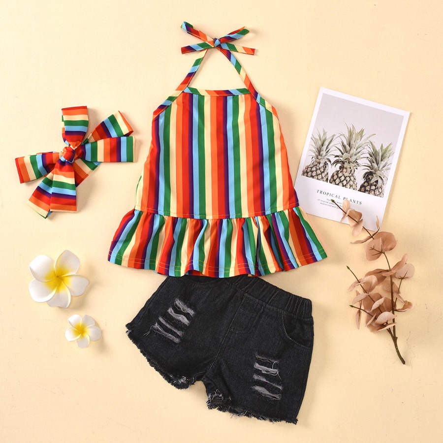 rainbow two piece short set
