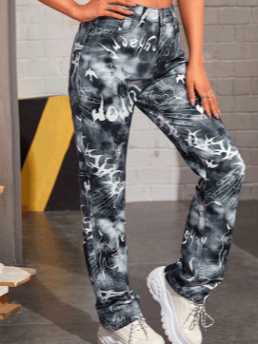 lovely Casual Tiedye Grey JeansLW Fashion Online For Women