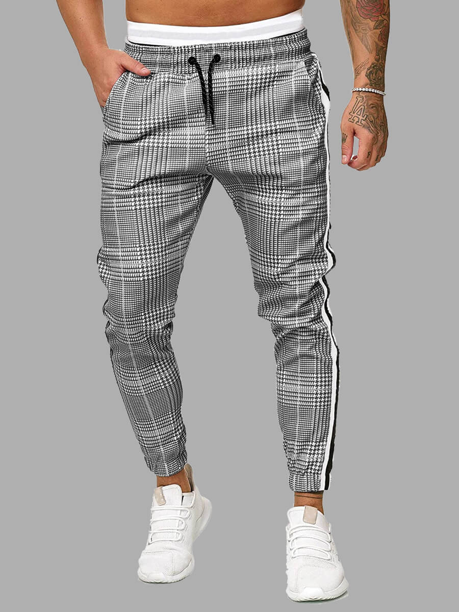 Lovely Men Casual Grid Print Grey PantsLW | Fashion Online For Women ...