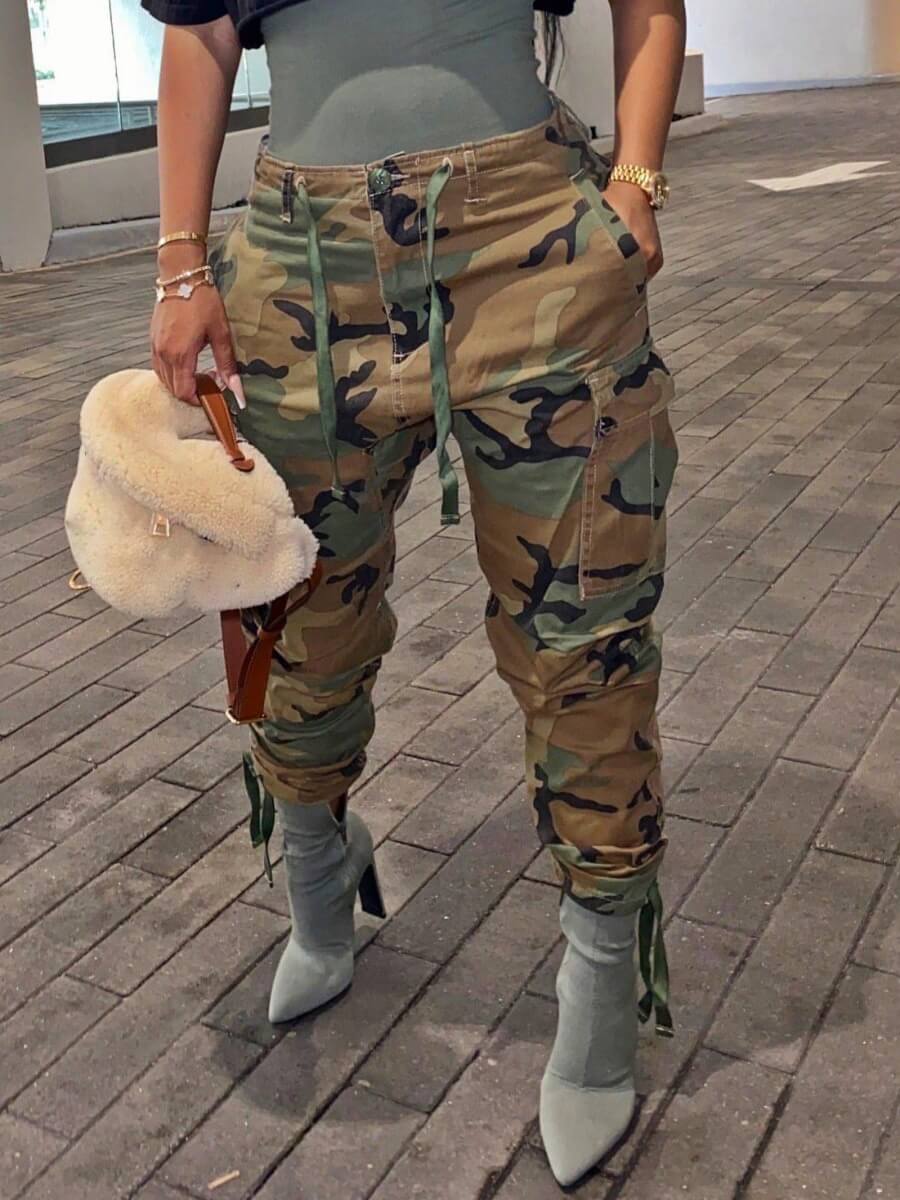 camo print pants womens