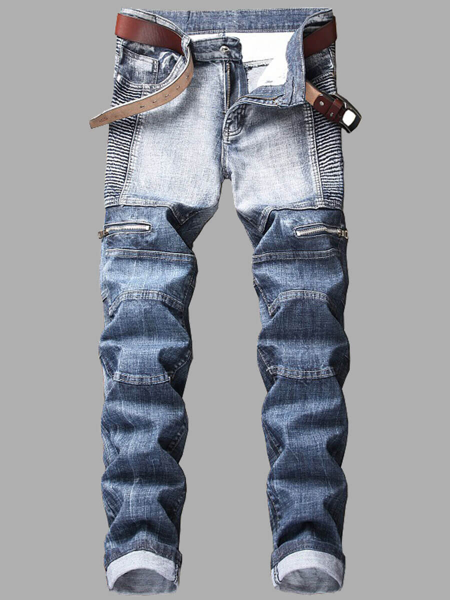 Lovely Casual Mid Waist Patchwork Blue Men JeansLW Fashion Online For