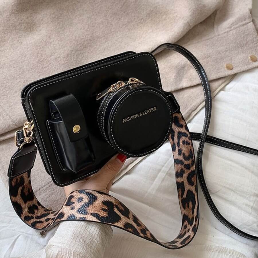 Lovely Street Leopard Print Strap Black Crossbody BagLW Fashion